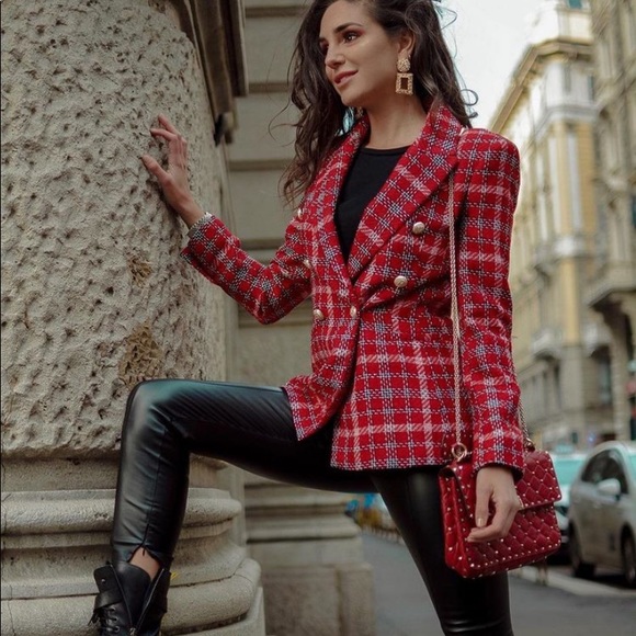 Zara plaid double breasted blazer - Picture 6 of 9